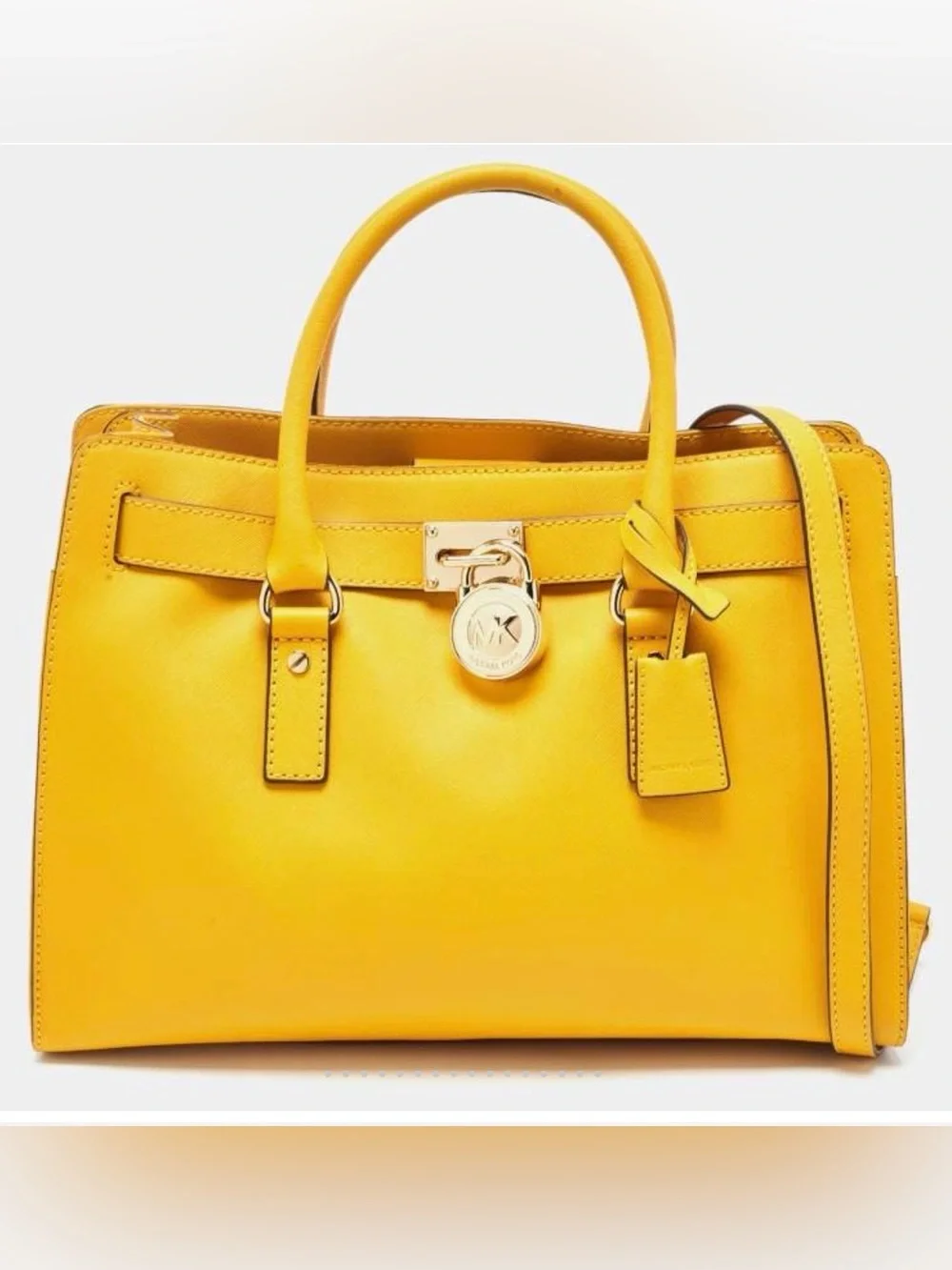 Michael Kors Yellow Saffiano Leather Hamilton North South Tote.